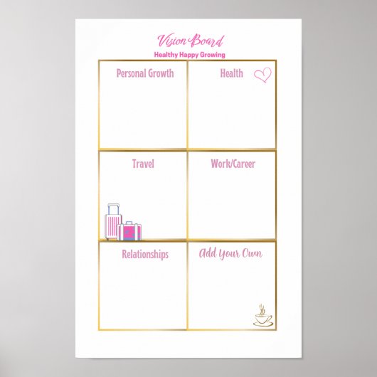 Gezond Happy Inspiring Vision Board Poster (Voorkant)
