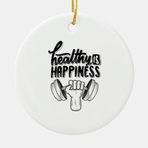 gezond is gelukkig gym motivatie ontwerp keramisch ornament