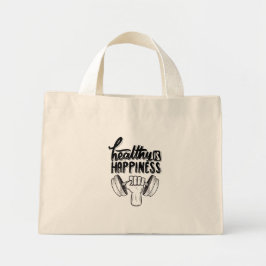 gezond is gelukkig gym motivatie ontwerp mini tote bag