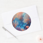 Gezond koraal in schone oceaan. ronde sticker (Envelop)