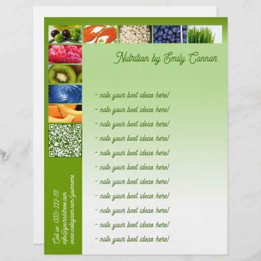 Gezond leven Voedingsdeskundige Green Design Lette Persoonlijk Briefhoofd (Voorkant / Achterkant)