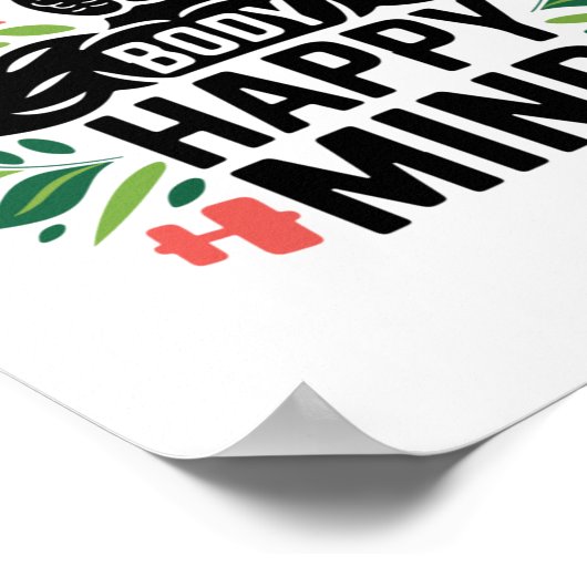 Gezond lichaam Happy Mind Gezonde levensstijl Perf Poster (Hoek)