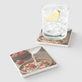 Gezond ontbijt stenen onderzetter (Zijkant)