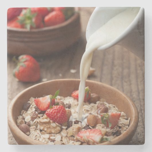 Gezond ontbijt stenen onderzetter (Voorkant)