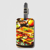 Gezond ontmoet toegeeflijk: een gegrilde kaas geno bagagelabel (Voorkant (verticaal))