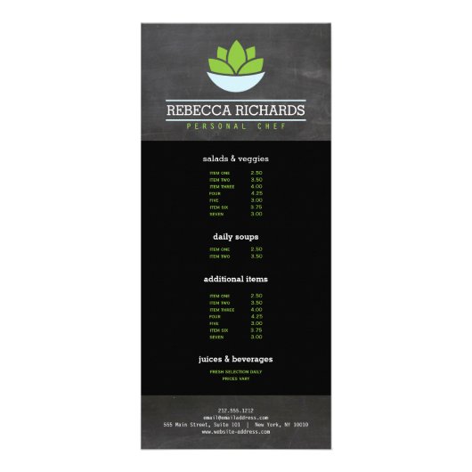 Gezond Salade Groenten Catering Menu Chalkboard (Voorkant)