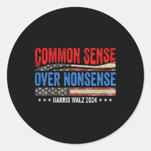 Gezond verstand over onzin Harris Waltz Democraat Ronde Sticker