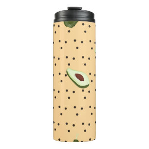 Gezond voedsel. Naadloos avocado-patroon, avocado Thermosbeker