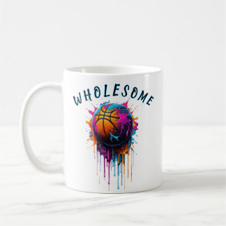 Gezonde Basketbal Regenboog Verf Drip Sport Druif Koffiemok
