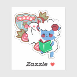 Gezonde Blauwe Schaap Leest met Aardbei Geest Thee Sticker