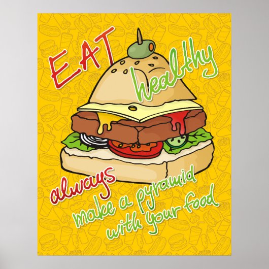 Gezonde eetburgerpiramide poster (Voorkant)