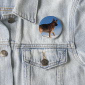 Gezonde en Happy German Shepherd Dog Ronde Button 5,7 Cm (In situ)
