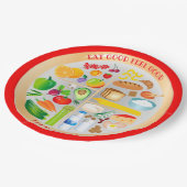 Gezonde evenwichtige voeding met eetmogelijkheden papieren bordje (Gekanteld)