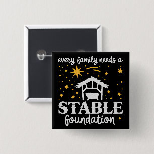 Gezonde Familie Stichting Christelijke Jezus Kerst Vierkante Button 5,1 Cm