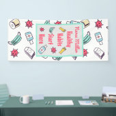 Gezonde gewoonten beginnen hier, school verpleegst spandoek (Beurs)