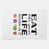 Gezonde gezegde eet net zoals je leven er van afha theedoek (Horizontaal)