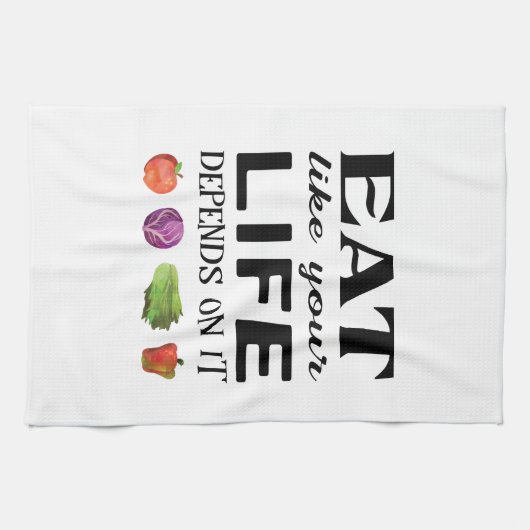 Gezonde gezegde eet net zoals je leven er van afha theedoek (Horizontaal)