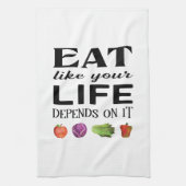 Gezonde gezegde eet net zoals je leven er van afha theedoek (Verticaal)