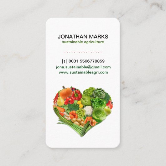 Gezonde groenten en fruit Harde zaken Visitekaartje (Voorkant)