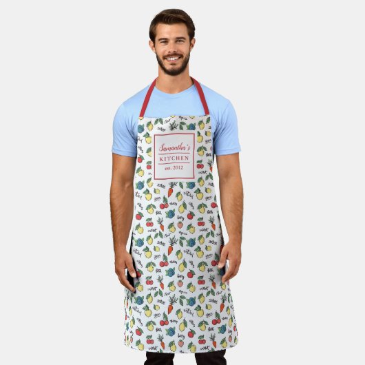 Gezonde groenten en fruit Patroon Modern Styled Schort (Gedragen)