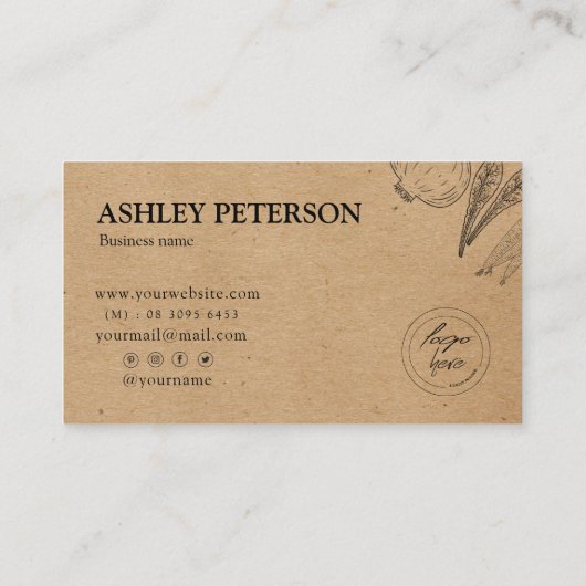 Gezonde groentetuin- en tuinpapier visitekaartje (Achterkant)