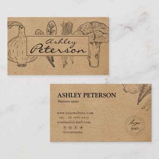 Gezonde groentetuin- en tuinpapier visitekaartje (Voorkant / Achterkant)