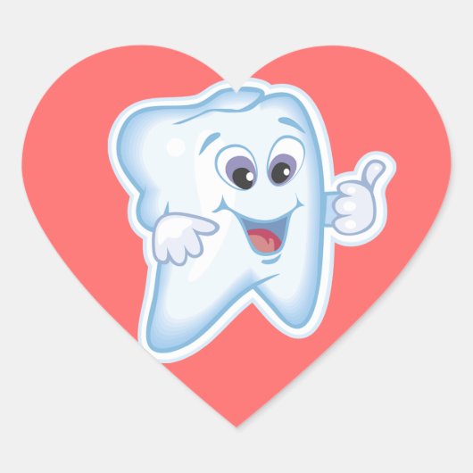 Gezonde Happy Tooth Hart Sticker (Voorkant)