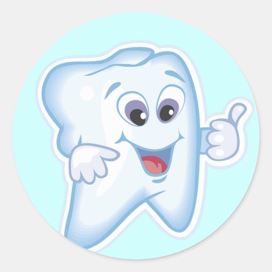 Gezonde Happy Tooth Ronde Sticker (Voorkant)