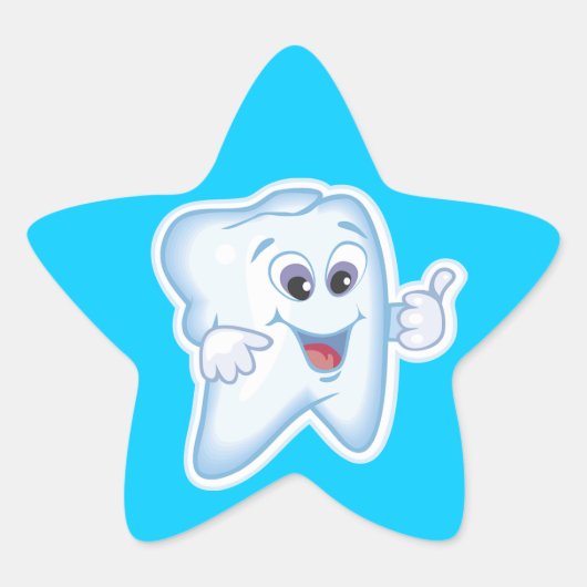 Gezonde Happy Tooth Ster Sticker (Voorkant)