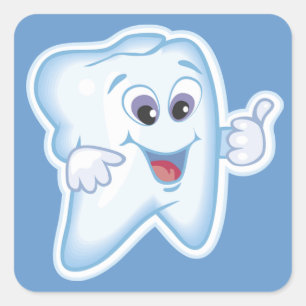 Gezonde Happy Tooth Vierkante Sticker