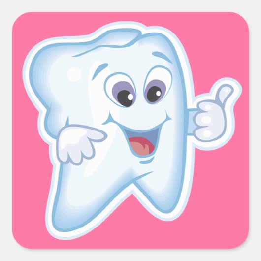 Gezonde Happy Tooth Vierkante Sticker (Voorkant)