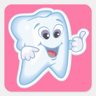 Gezonde Happy Tooth Vierkante Sticker