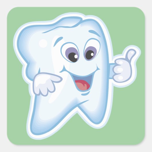 Gezonde Happy Tooth Vierkante Sticker (Voorkant)