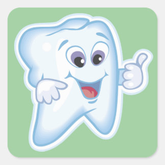 Gezonde Happy Tooth Vierkante Sticker