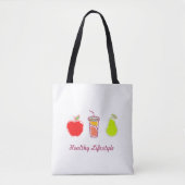 Gezonde levende kleurrijke levensmiddelen en drank tote bag (Voorkant)