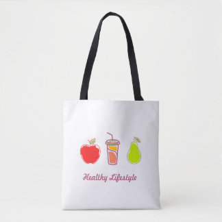 Gezonde levende kleurrijke levensmiddelen en drank tote bag