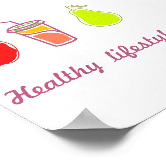 Gezonde levende kleurrijke voedingsmiddelen en dra poster (Hoek)