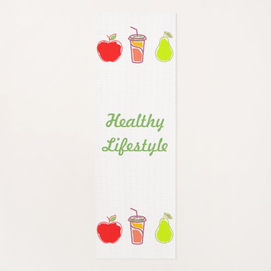 Gezonde levende kleurrijke voedingsmiddelen en dra yogamat (Voorkant)