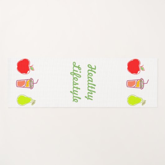 Gezonde levende kleurrijke voedingsmiddelen en dra yogamat (Voorkant (horizontaal))