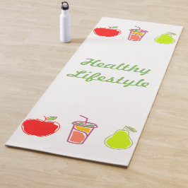 Gezonde levende kleurrijke voedingsmiddelen en dra yogamat