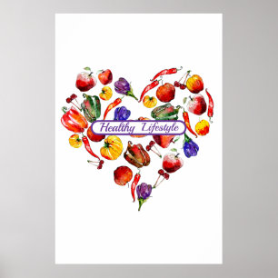 Gezonde levensstijl keuzes oefening - Hart Poster