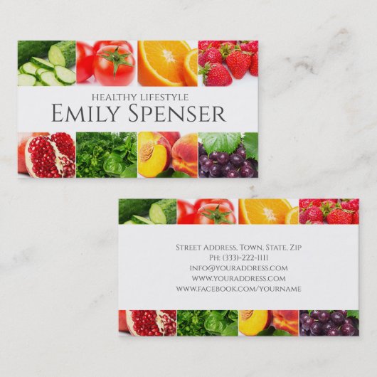 Gezonde levensstijl Voeding Verse voeding Dieet Ex Visitekaartje (Voorkant / Achterkant)