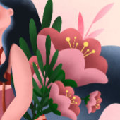 Gezonde Meisje Wandelende Hond Illustratie Poster