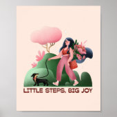 Gezonde Meisje Wandelende Hond Illustratie Poster (Voorkant)