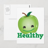 Gezonde met groene kawaii-appel met een schattig g briefkaart (Voorkant / Achterkant)