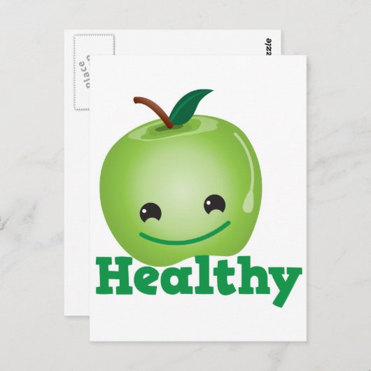Gezonde met groene kawaii-appel met een schattig g briefkaart (Voorkant / Achterkant)