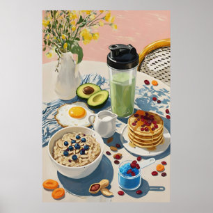 Gezonde ontbijt gym Eten Keuken Pannenkoeken Cozy Poster