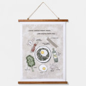 Gezonde ontbijt pasta recept illustratie hangend wandkleed (Voorkant)