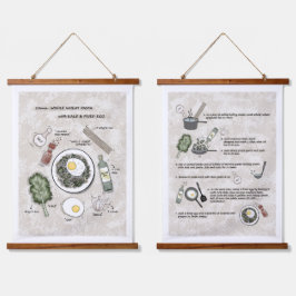 Gezonde ontbijt pasta recept illustratie hangend wandkleed