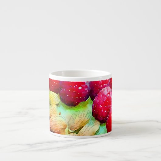 Gezonde rode frambozen en amandelen Waterverf Espresso Kop (Voorkant)